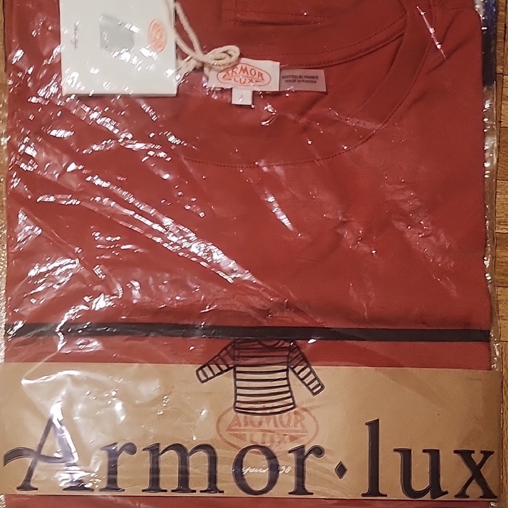 Armor Lux Striped Long Sleeve Tee in Red and Navy